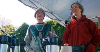 Selling at Ridgeville Park Farmers' Market in the summer